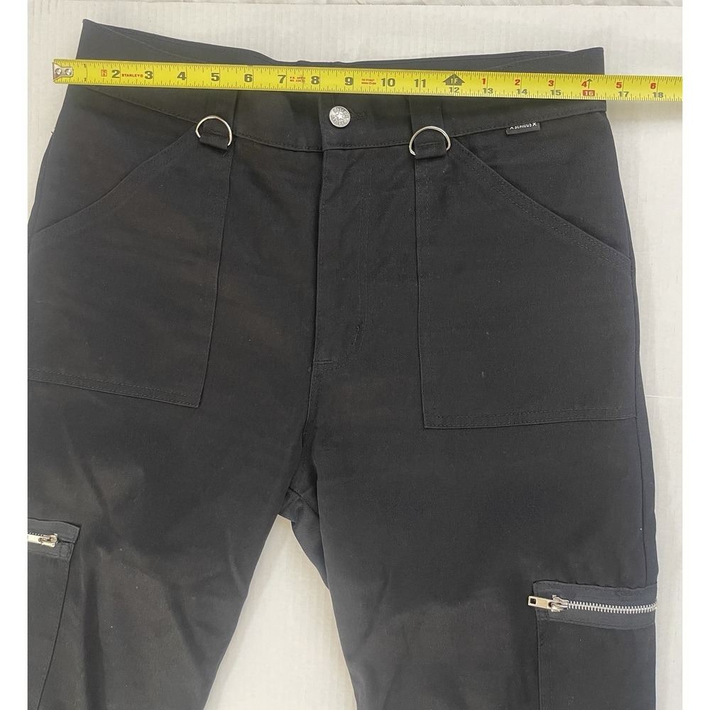Vintage Serious Clothing Bondage Pants Mens 32 Black Goth Punk Y2K D-Ring Zip - Picture 6 of 11